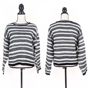 NWT Storia Black and White Striped Sweater, Size Medium